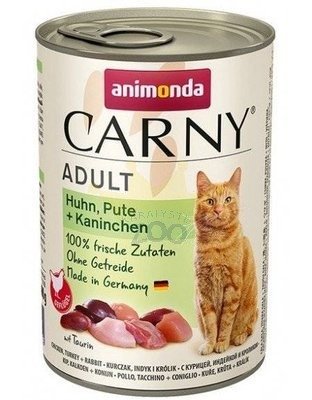 ANIMONDA Cat Carny Adult skonis: vištiena, kalakutiena, triušiena 12x400g 