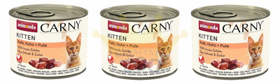 ANIMONDA Cat Carny Kitten skonis: veršiena, paukštiena ir kalakutiena 3x200g 