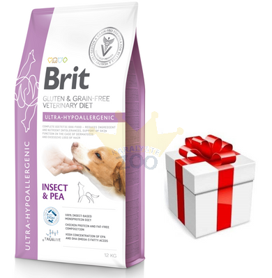 BRIT GF Veterinary Diets Dog Ultra-Hypoallergenic Insect 12kg  + STAIGMENA ŠUNUI