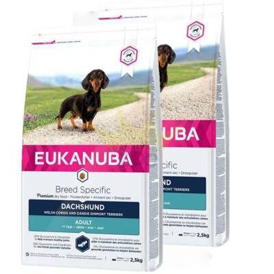 Eukanuba Breed Specific Adult Dachshund 2x2,5kg - 3% PIGIAU