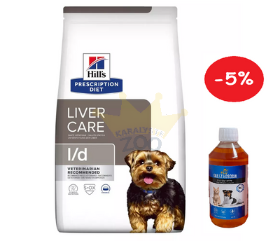 HILL'S PD Prescription Diet Canine L/d Liver Care 10kg + LAB V Lašišų aliejus šunims ir katėms 500ml  5% PIGIAU