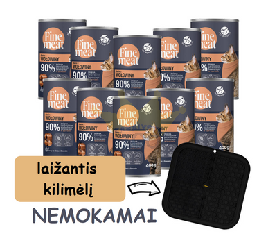 PetRepublic Fine Meat jautienos patiekalas 10x400g katėms + laižymo kilimėlis NEMOKAMAI