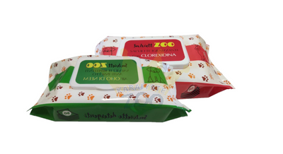 SalviettZOO - šunų ir kačių priežiūros servetėlės 2x50vnt (chlorheksidinas + su neemo aliejumi)