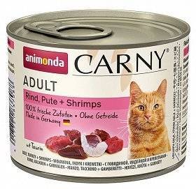 ANIMONDA Cat Carny Adult  skonis: jautiena, kalakutiena ir krevetės 200g x6