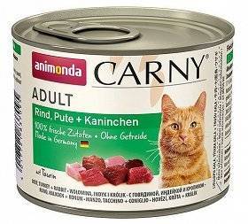 ANIMONDA Cat Carny Adult skonis: jautiena, kalakutiena ir triušiena 3x200g