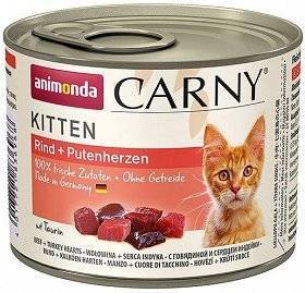 ANIMONDA Cat Carny Kitten skonis: jautienos ir kalakutienos širdelės 200g x18