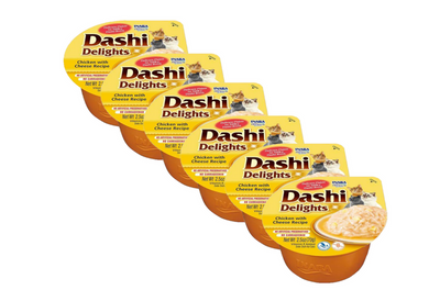 Inaba DASHI papildomas kačių maistas - vištienos ir sūrio skonio sultinys 6x70 g 
