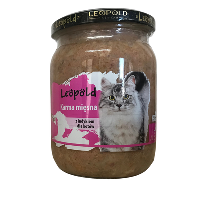 Leopold mėsos ėdalas su kalakutiena katėms 500g (indelis)