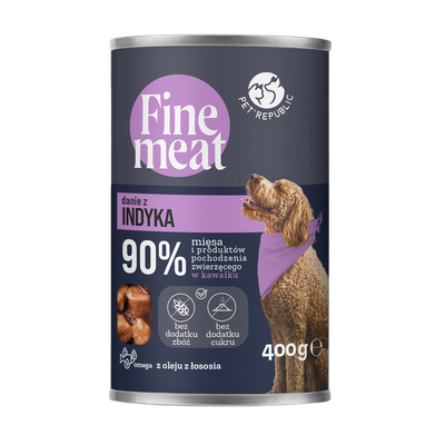 PetRepublic Fine Meat kalakutienos patiekalas šunims 6x400g