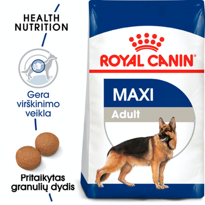ROYAL CANIN Maxi Adult 15kg sausas ėdalas suaugusiems šunims, iki 5 metų amžiaus, didelėms veislėms