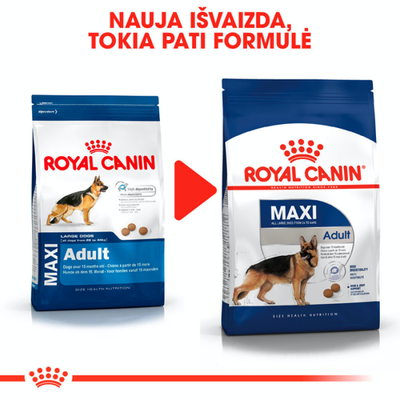 ROYAL CANIN Maxi Adult 4kg sausas ėdalas suaugusiems šunims, iki 5 metų amžiaus, didelėms veislėms