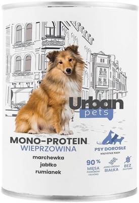 Urban Pets vienbaltyminis kiaulienos maistas šunims 6x400g